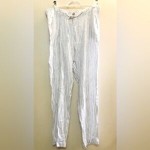 Philosophy White Linen Striped Chino Pants